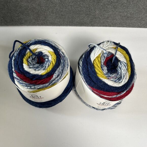 Big Twist Freelance Yarn, Royal Red Mustard White Multi Blue 312 yards - Picture 2 of 4